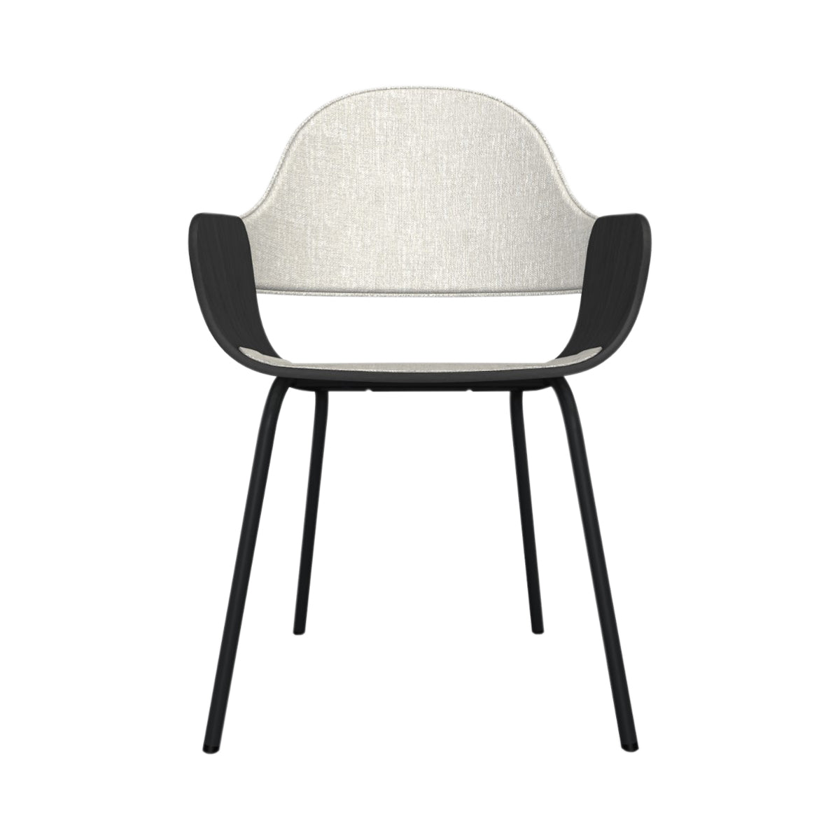 Showtime Nude Chair with Metal Base: Seat + Backrest Upholstered + Ash Stained Black + Anthracite Grey