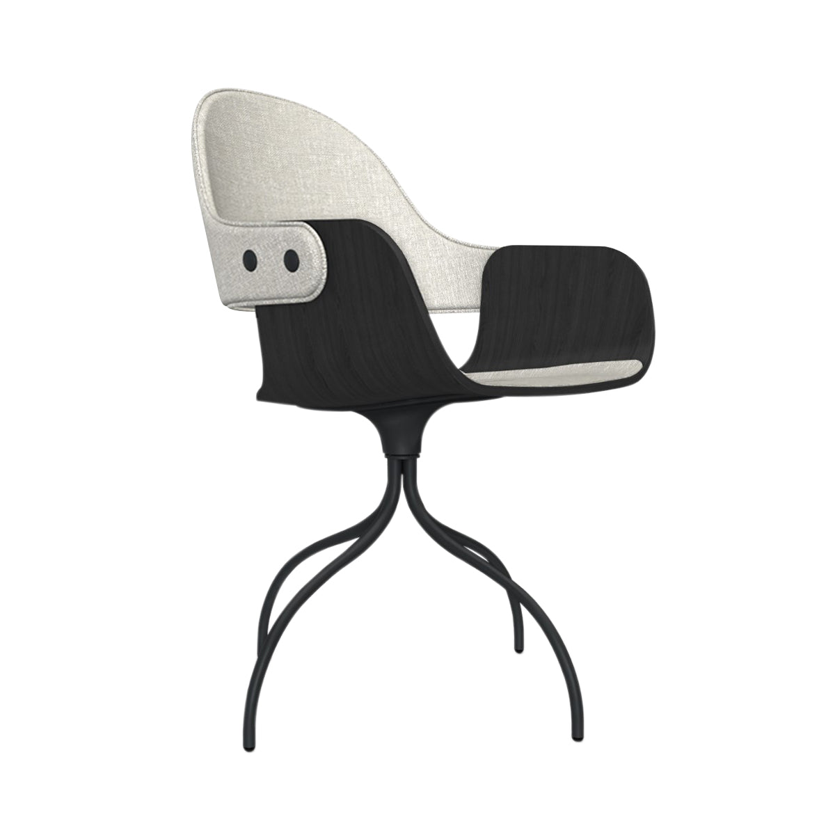 Showtime Nude Chair with Swivel Base: Seat + Backrest Upholstered + Ash Stained Black + Anthracite Grey