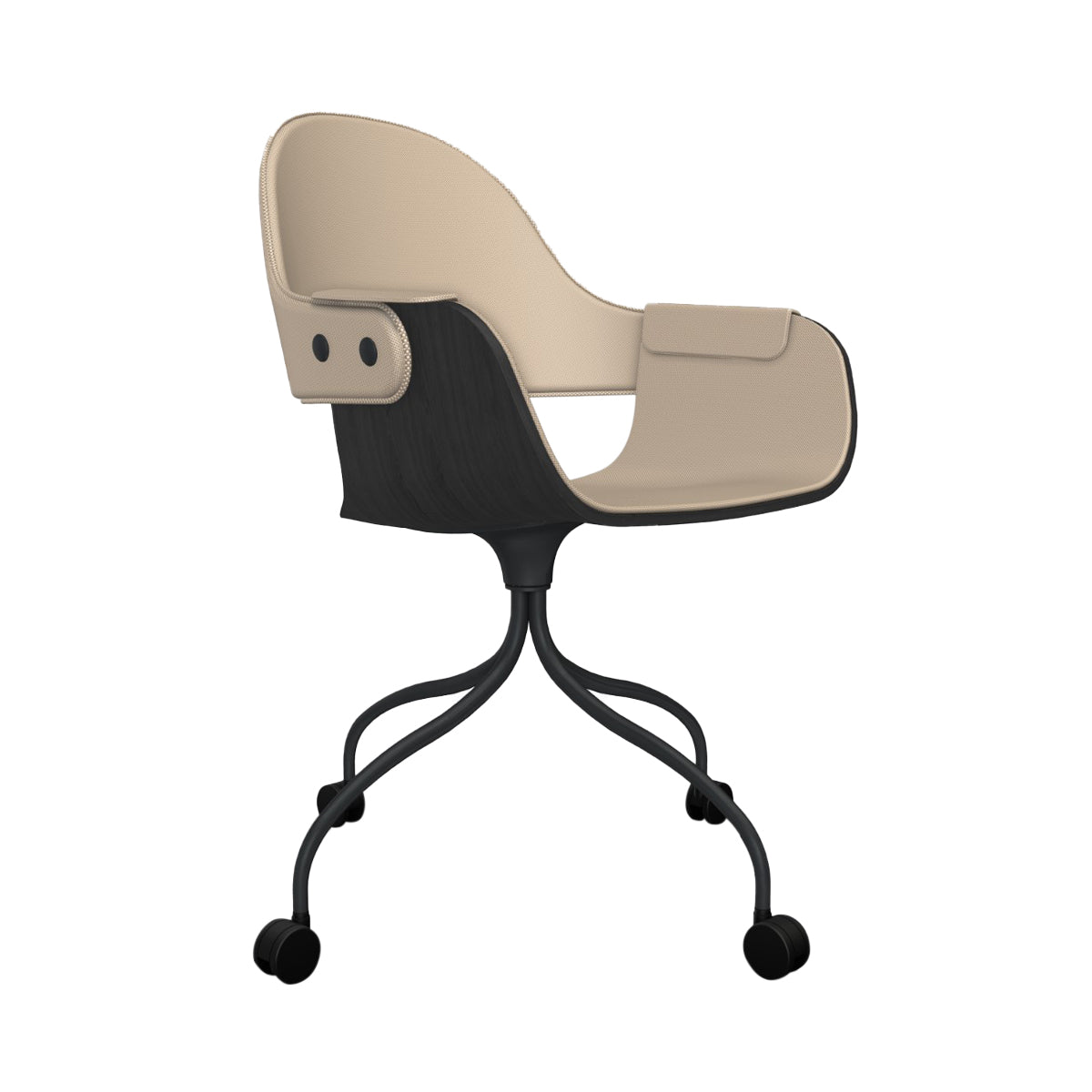 Showtime Nude Chair with Wheel: Full Upholstered + Ash Stained Black + Anthracite Grey