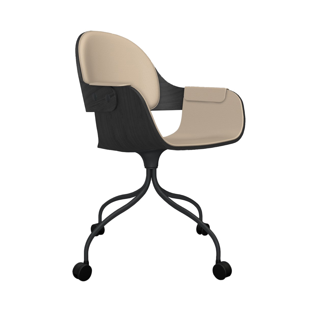 Showtime Nude Chair with Wheel: Interior Seat + Armrest + Backrest Cushion + Ash Stained Black + Anthracite Grey