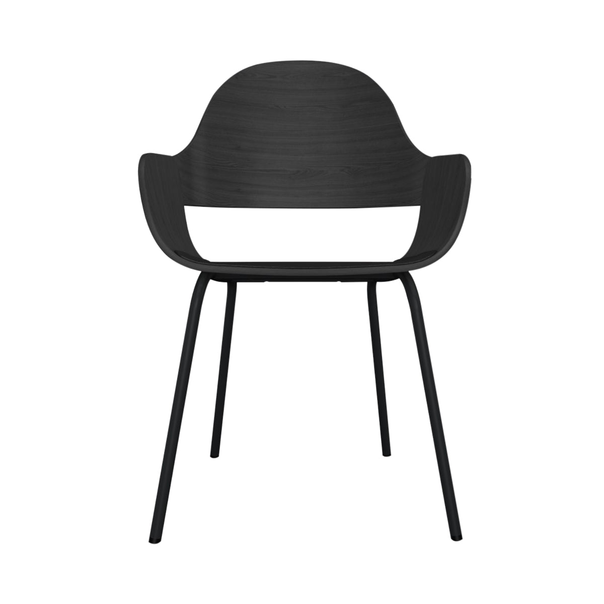 Showtime Nude Chair with Metal Base: Seat Upholstered + Ash Stained Black + Anthracite Grey