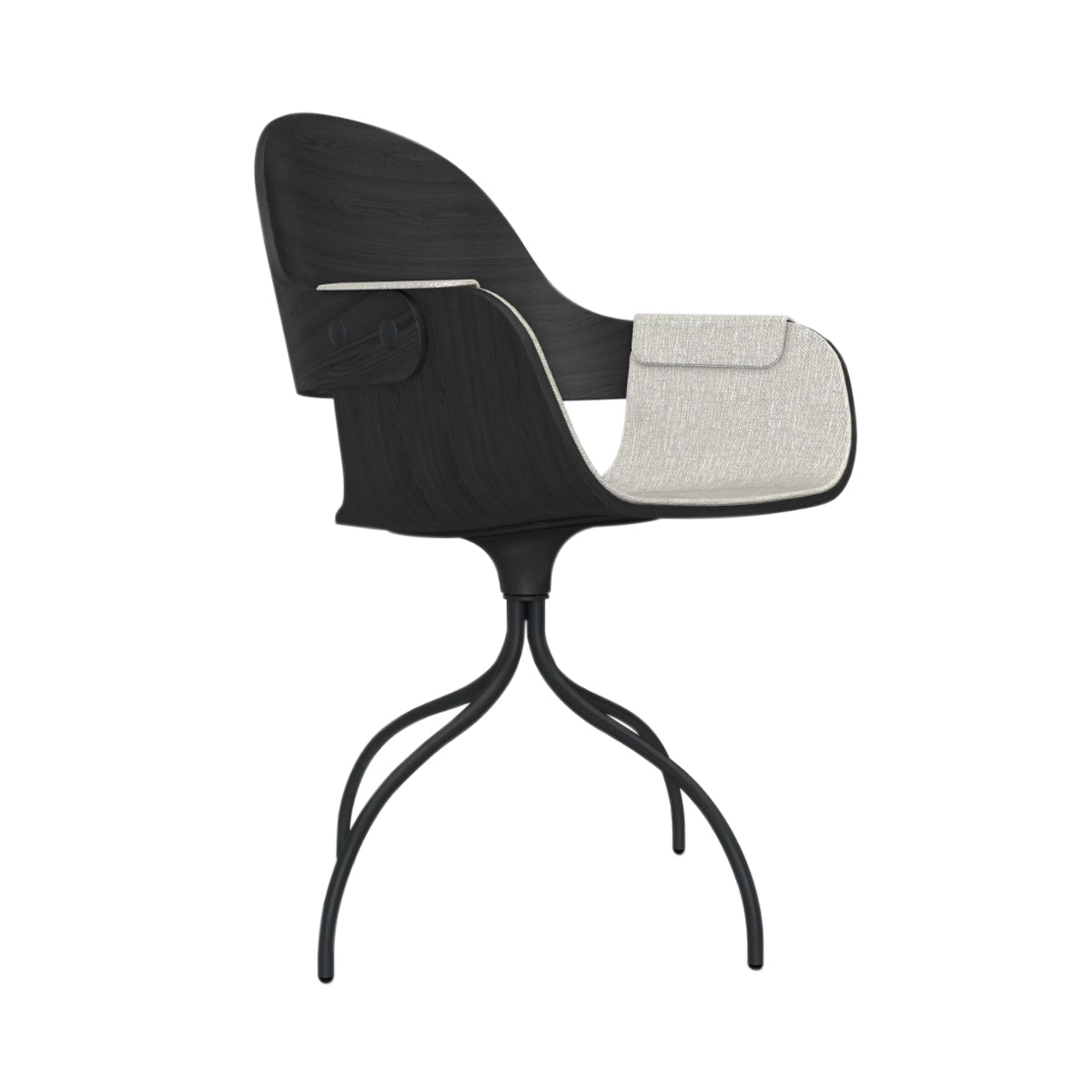 Showtime Nude Chair with Swivel Base: Interior Seat + Armrest Upholstered + Ash Stained Black + Anthracite Grey