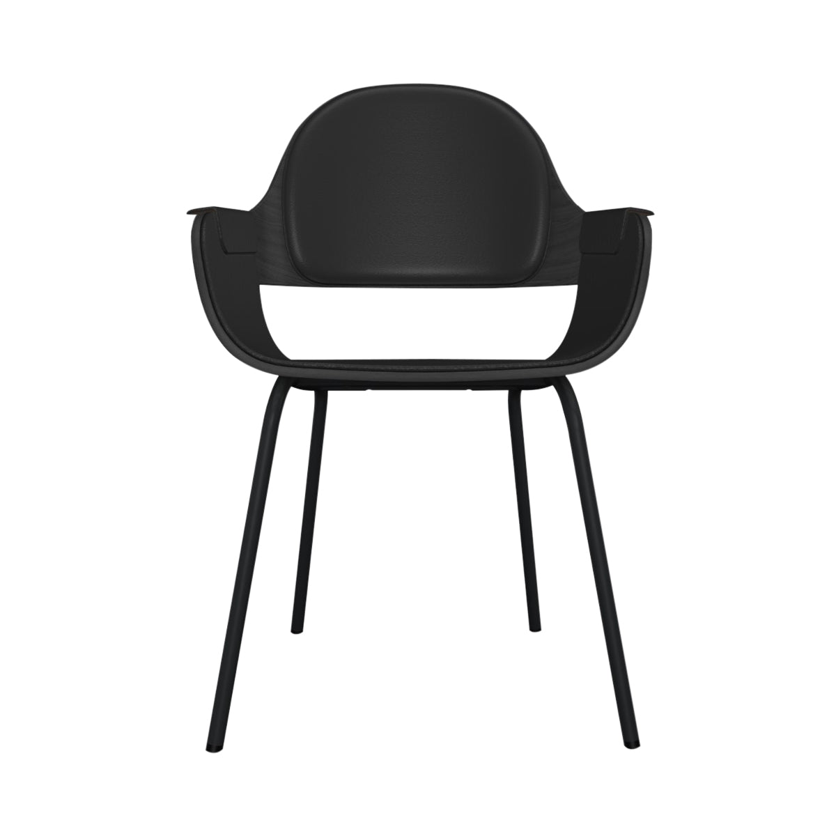 Showtime Nude Chair with Metal Base: Interior Seat + Armrest + Backrest Cushion + Ash Stained Black + Anthracite Grey