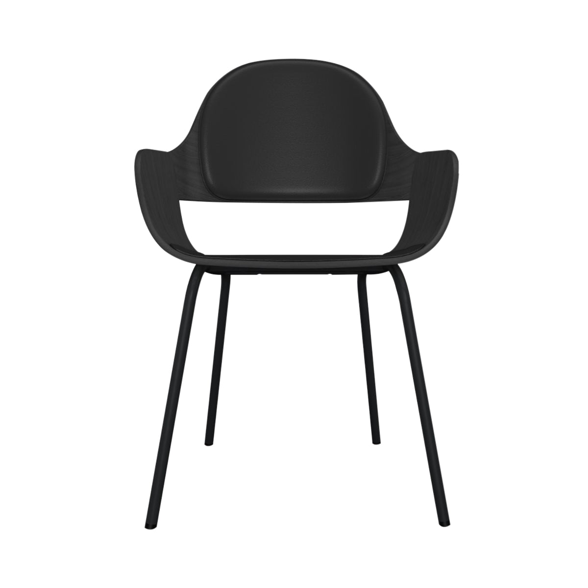 Showtime Nude Chair with Metal Base: Seat + Backrest Cushion + Ash Stained Black + Anthracite Grey