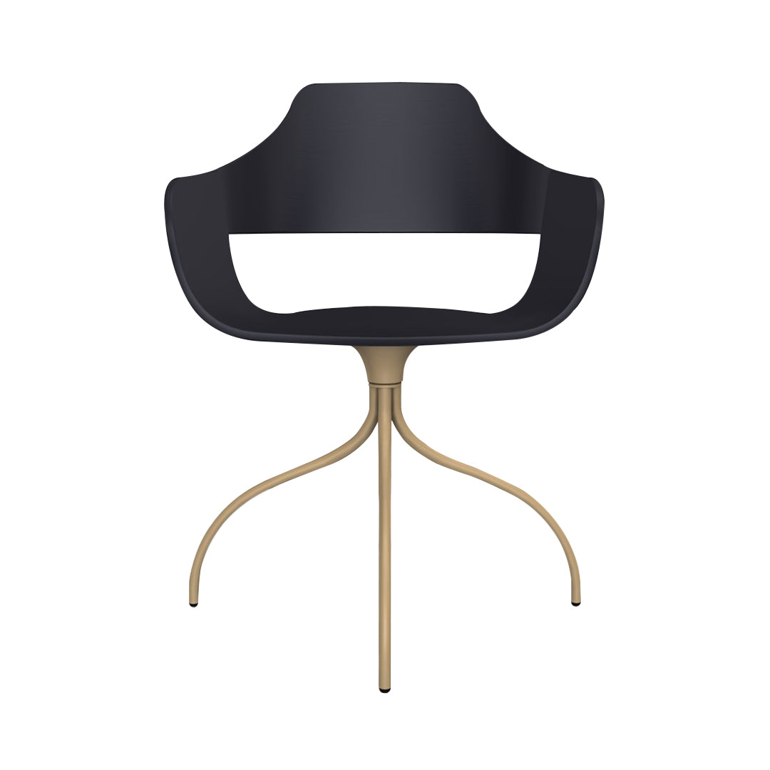 Showtime Chair with Swivel Base: Lacquered Black + Beige