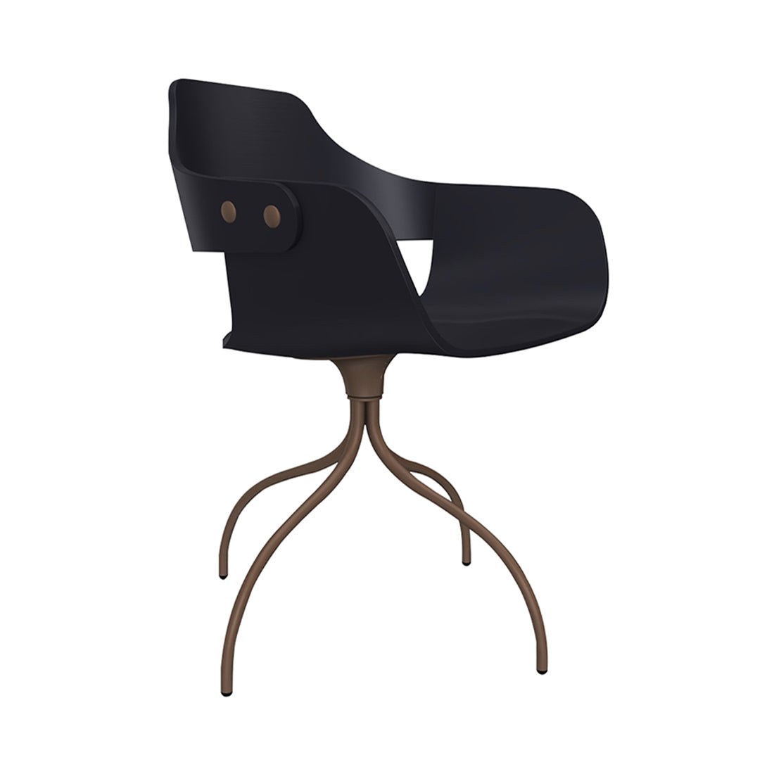 Showtime Chair with Swivel Base: Lacquered Black + Pale Brown