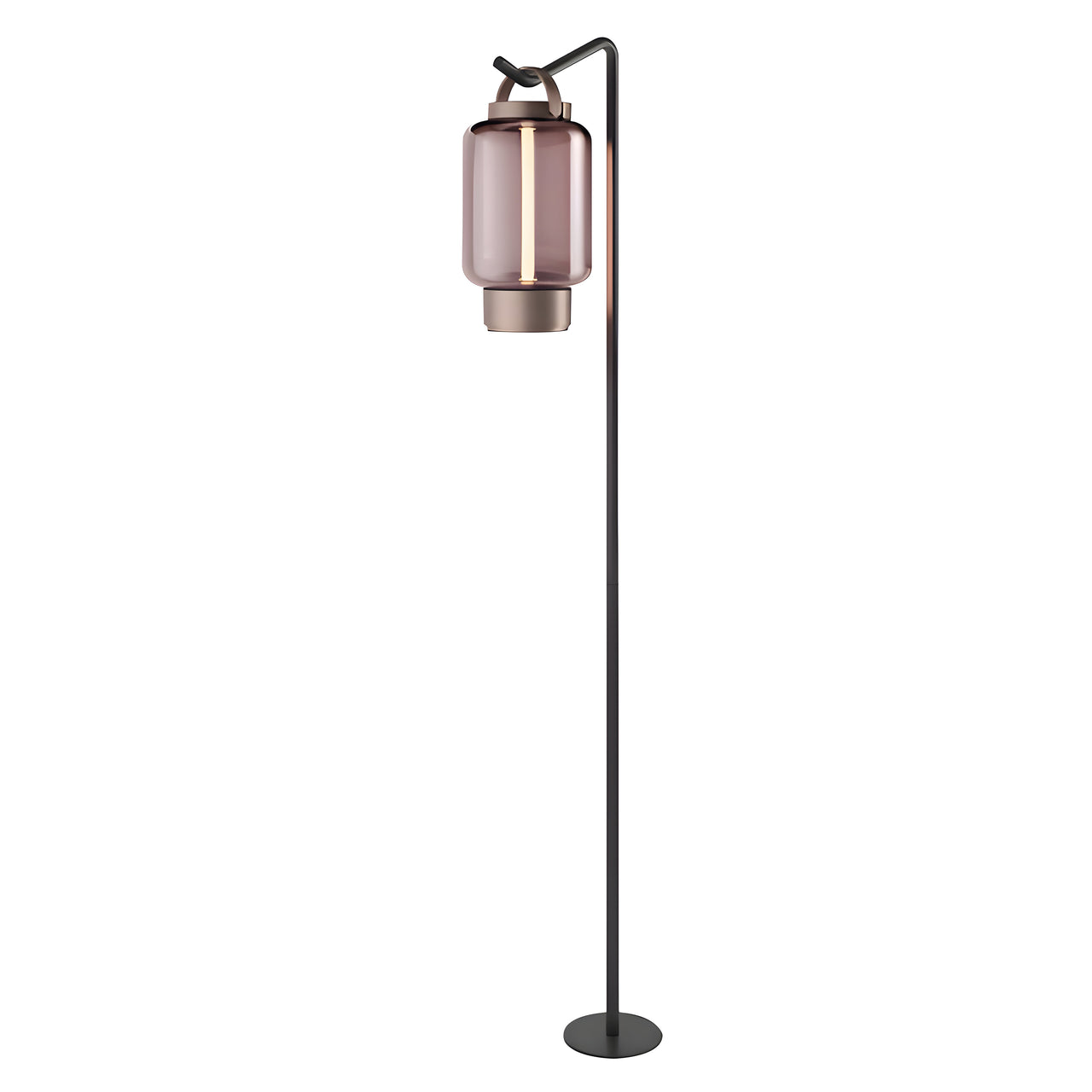 Qu Floor Light: Bright Bronze + Rose Glass