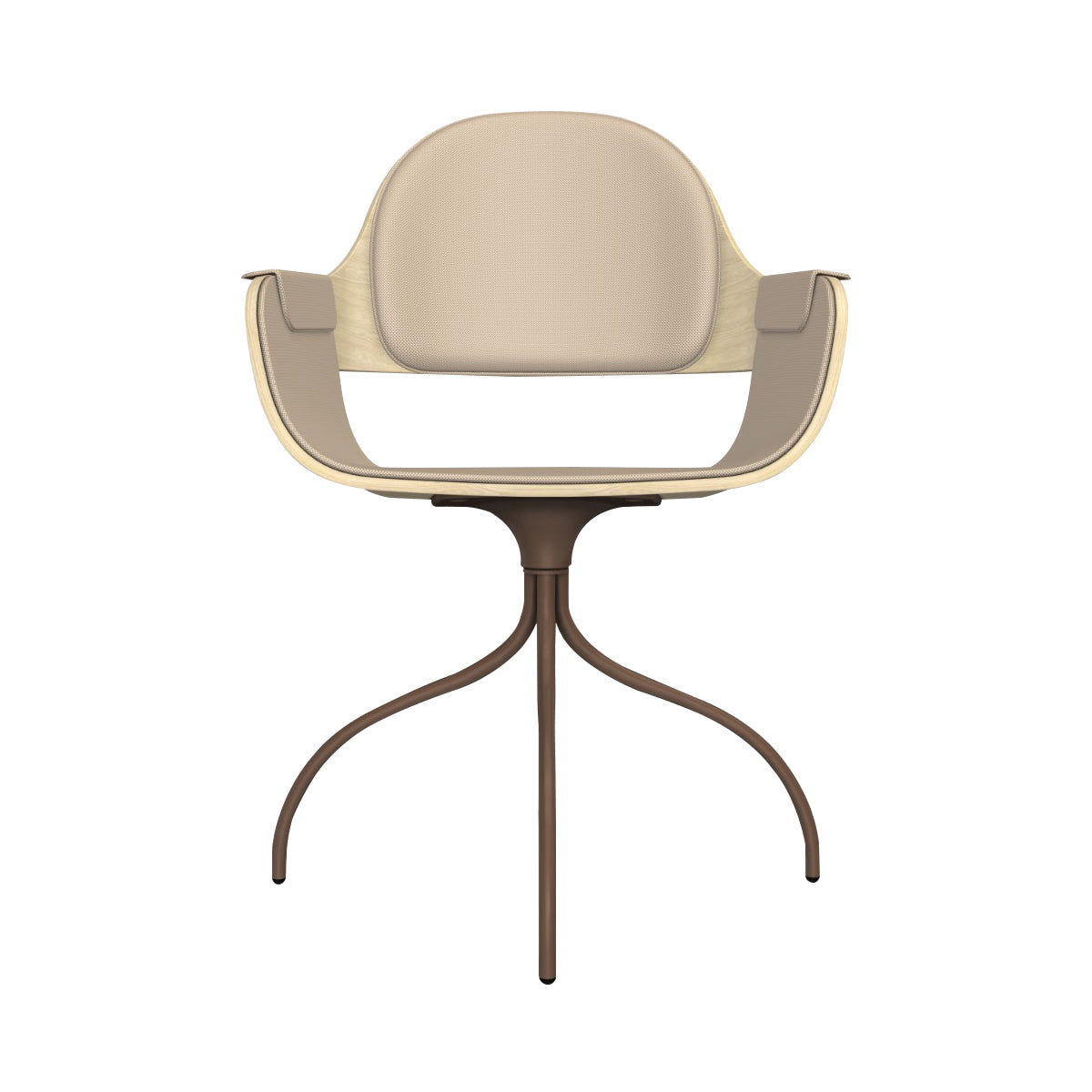 Showtime Nude Chair with Swivel Base: Interior Seat + Armrest + Backrest Cushion + Natural Ash + Pale Brown