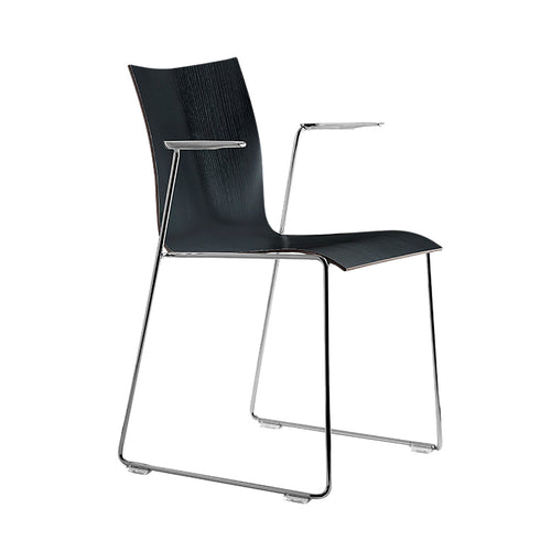 Chairik 111 Armchair: Sled Base + Melamine - Black
