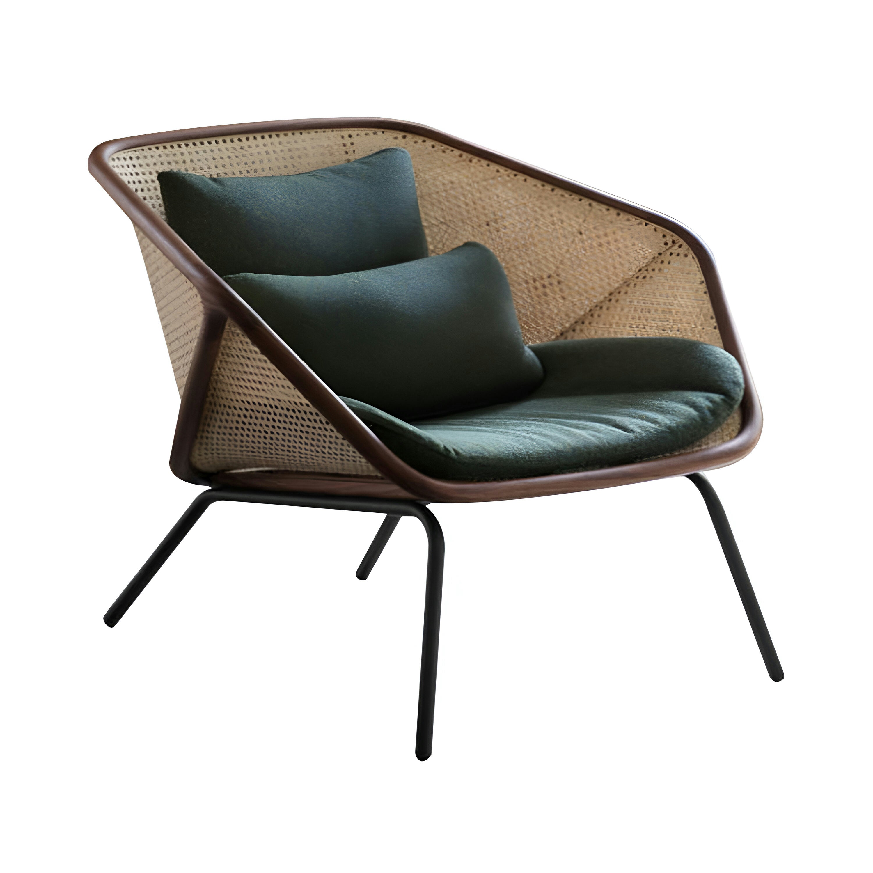 Colony Armchair: Seat + Back Cushion + Canaletto Walnut + Natural Vienna Straw