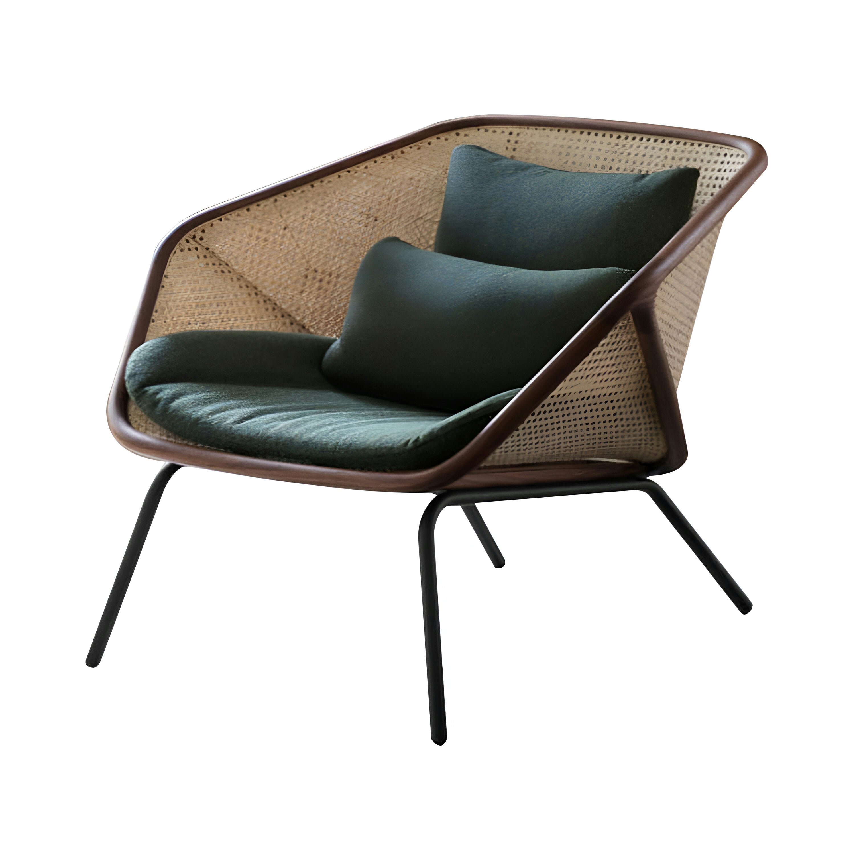 Colony Armchair: Seat + Back Cushion + Canaletto Walnut + Natural Vienna Straw