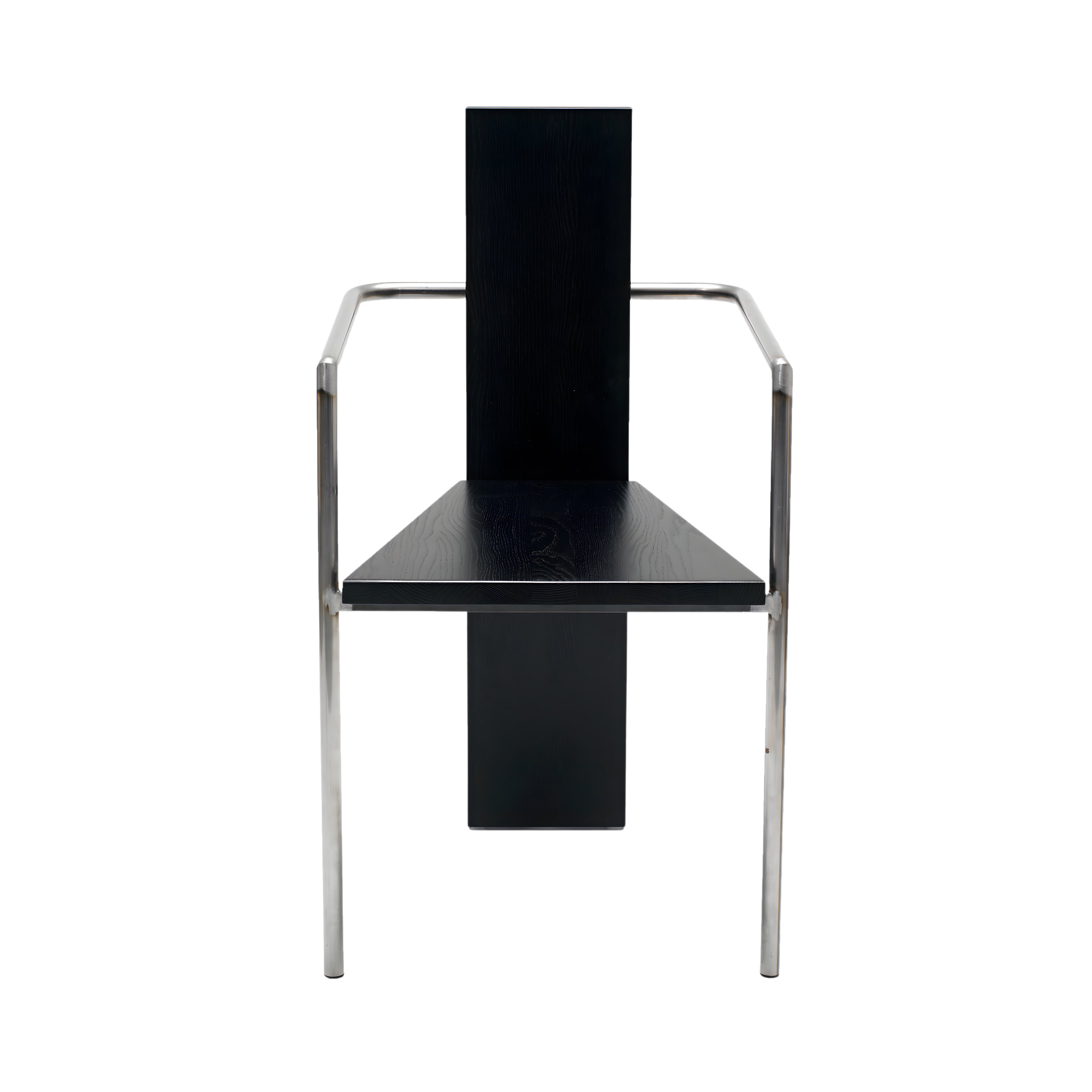 Concrete Armchair: Black + Untreated Steel