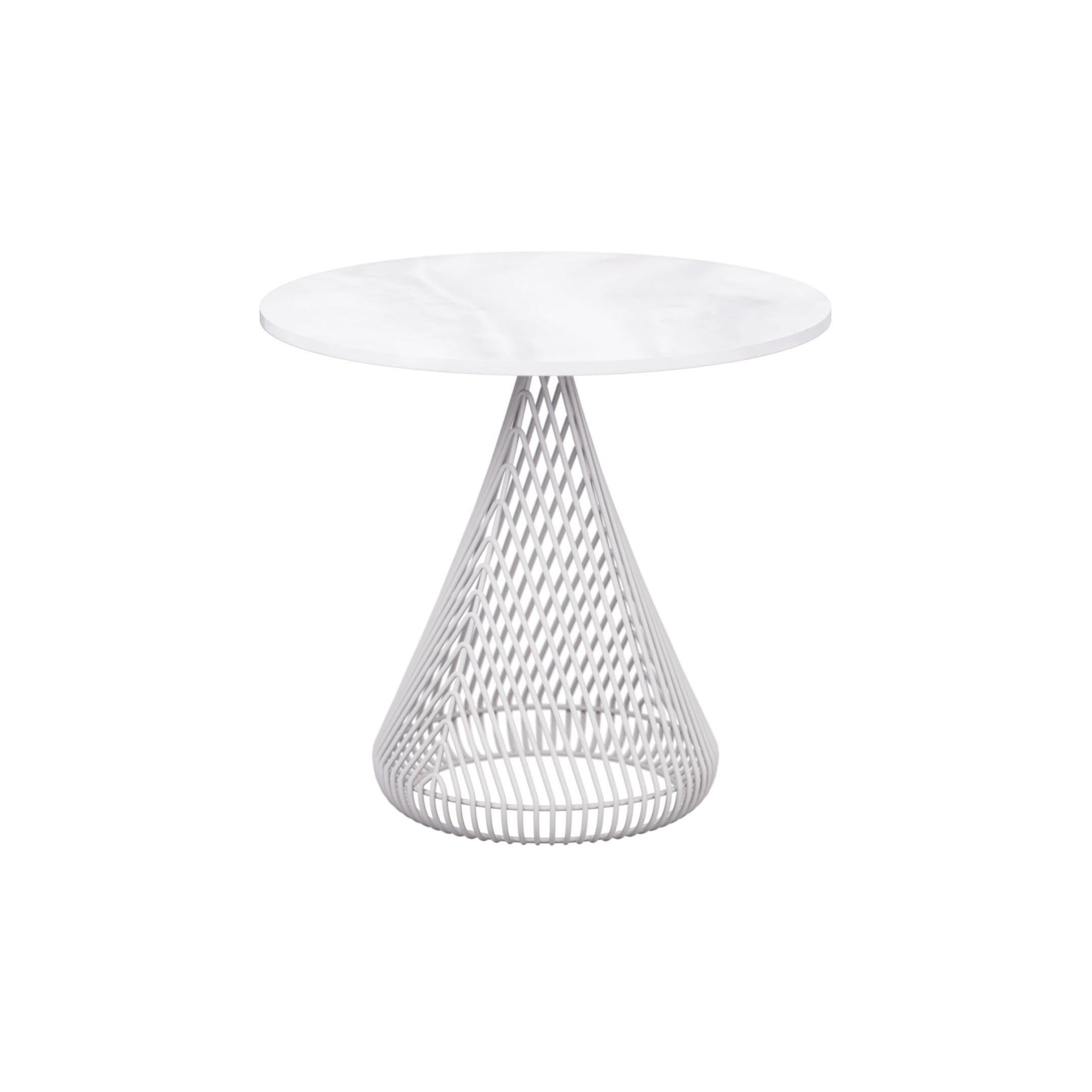 Cono Table with Stone Top: White