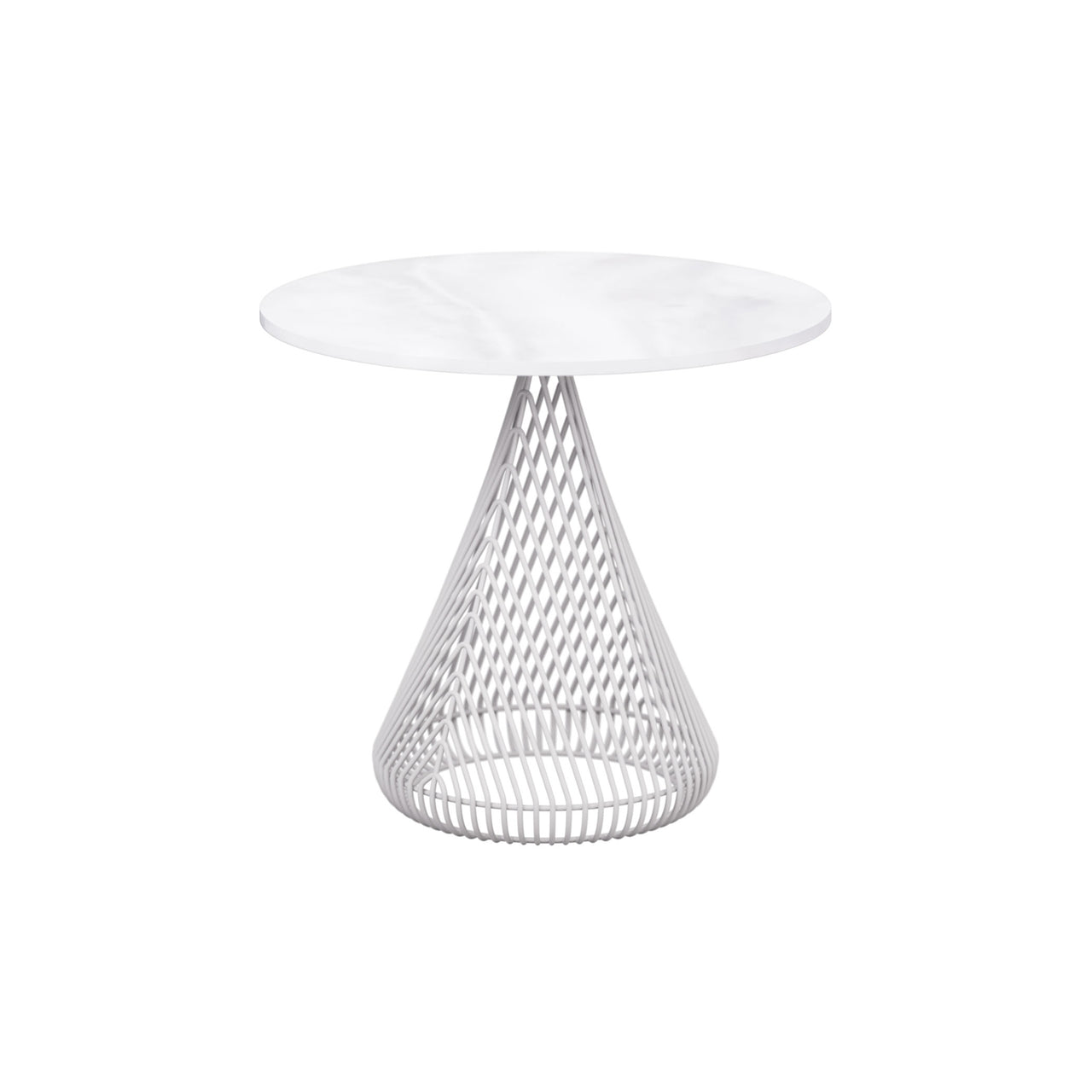 Cono Table with Stone Top: White