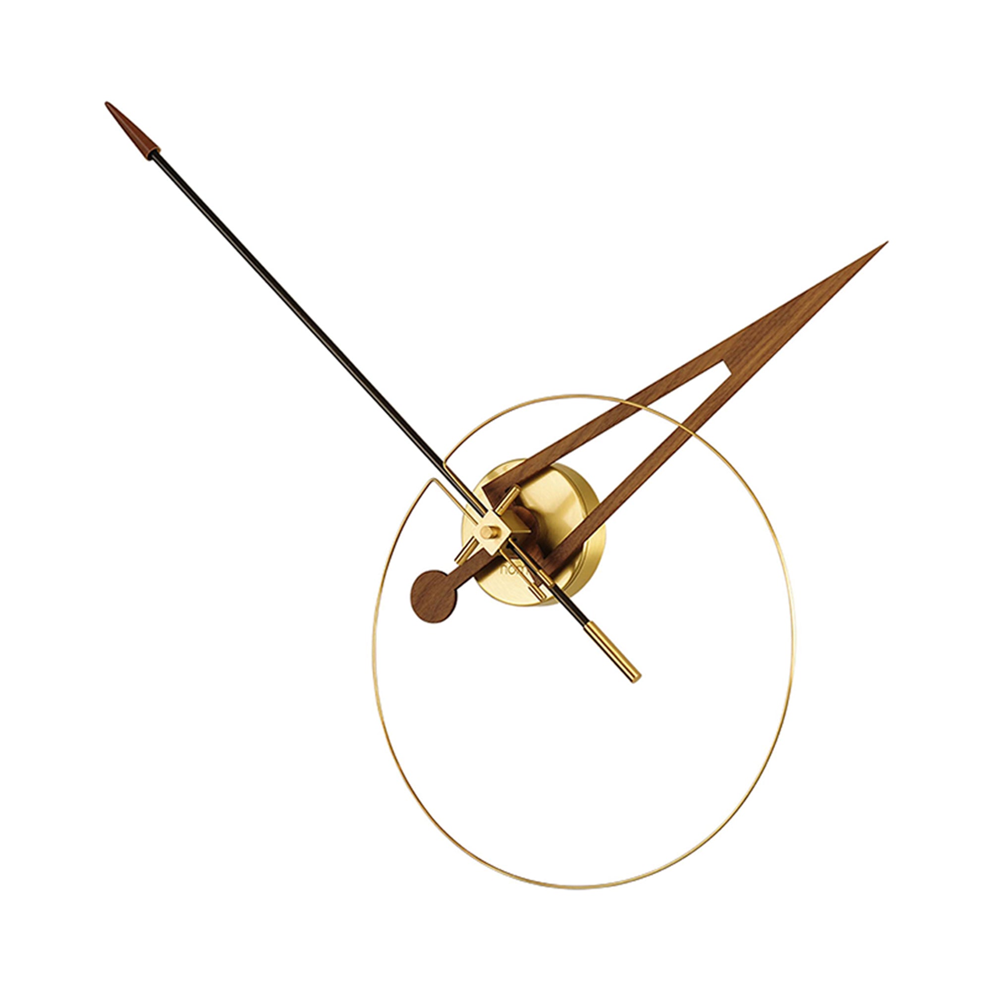 Cris Wall Clock: Polished Brass + Black + Walnut