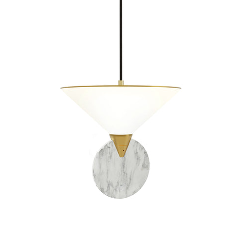 Compass Pendant: Marble + Satin Brass