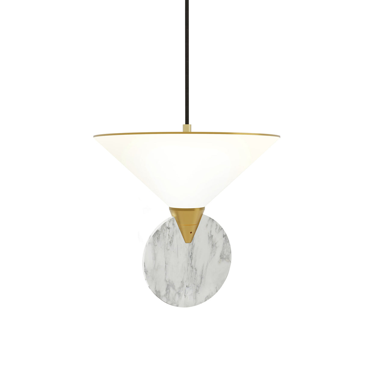 Compass Pendant: Marble + Satin Brass