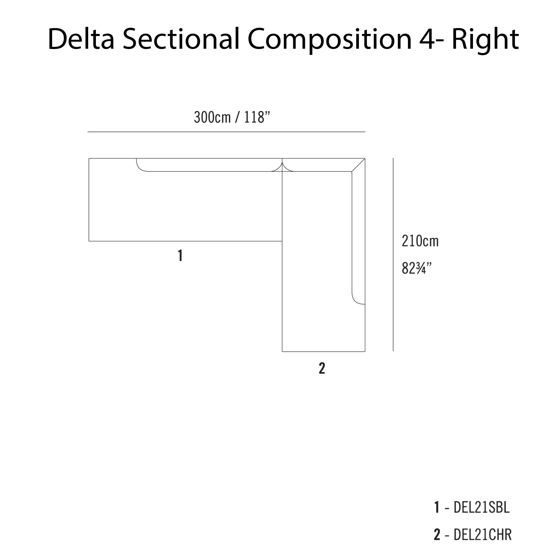 Delta Sectional Sofa: Modular + Composition 4 + Right