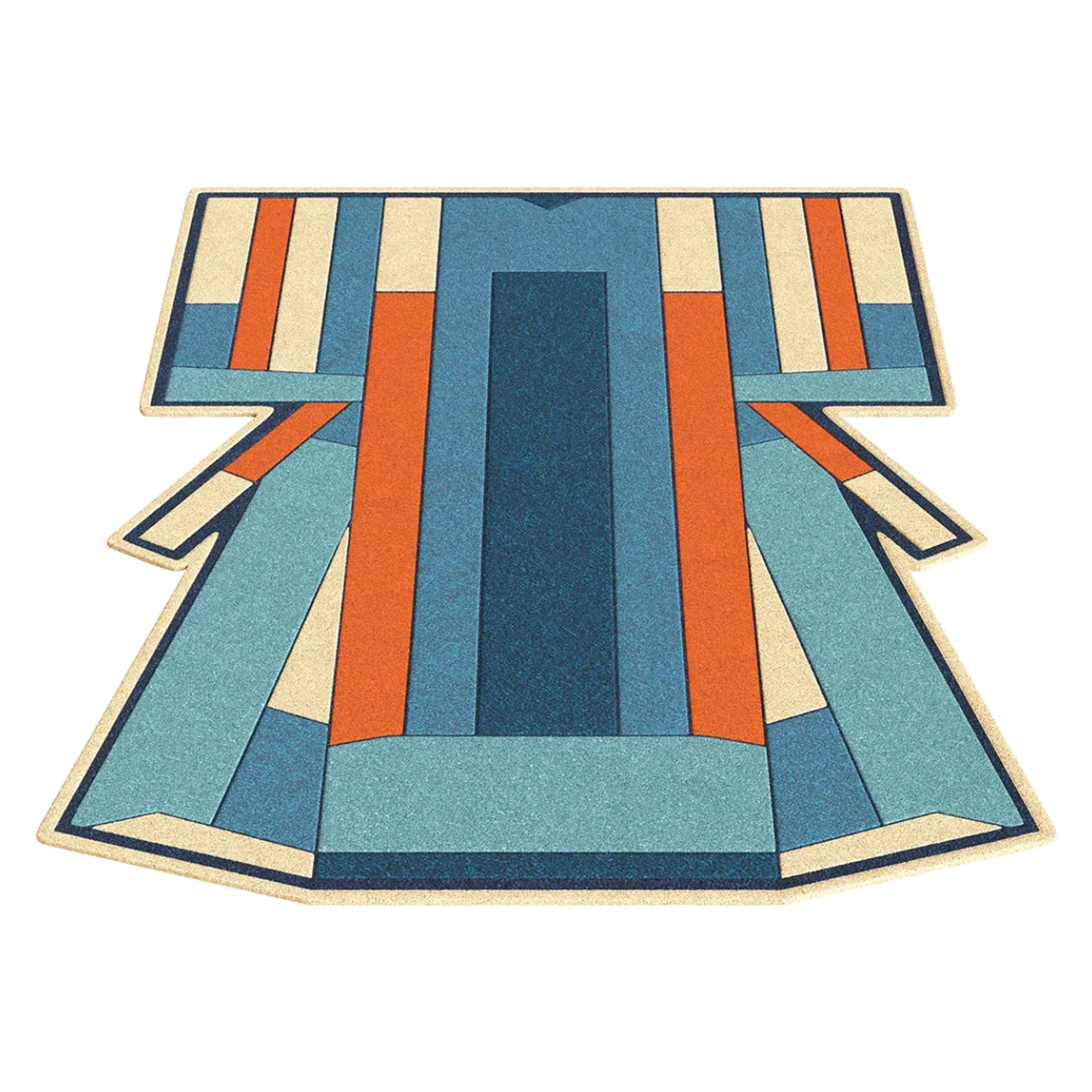 Ines Rug: Blue + Terracotta