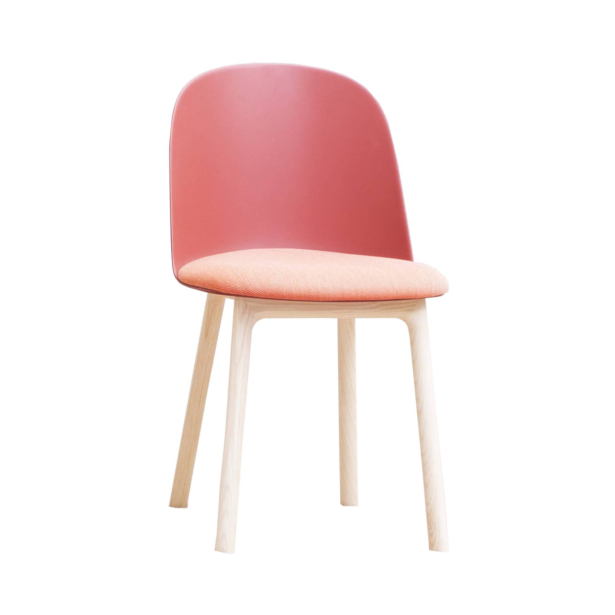 Mariolina Side Chair Wood Base + Upholstered: Set of 2 + Upholstery + Natural Ash + Marsala Red