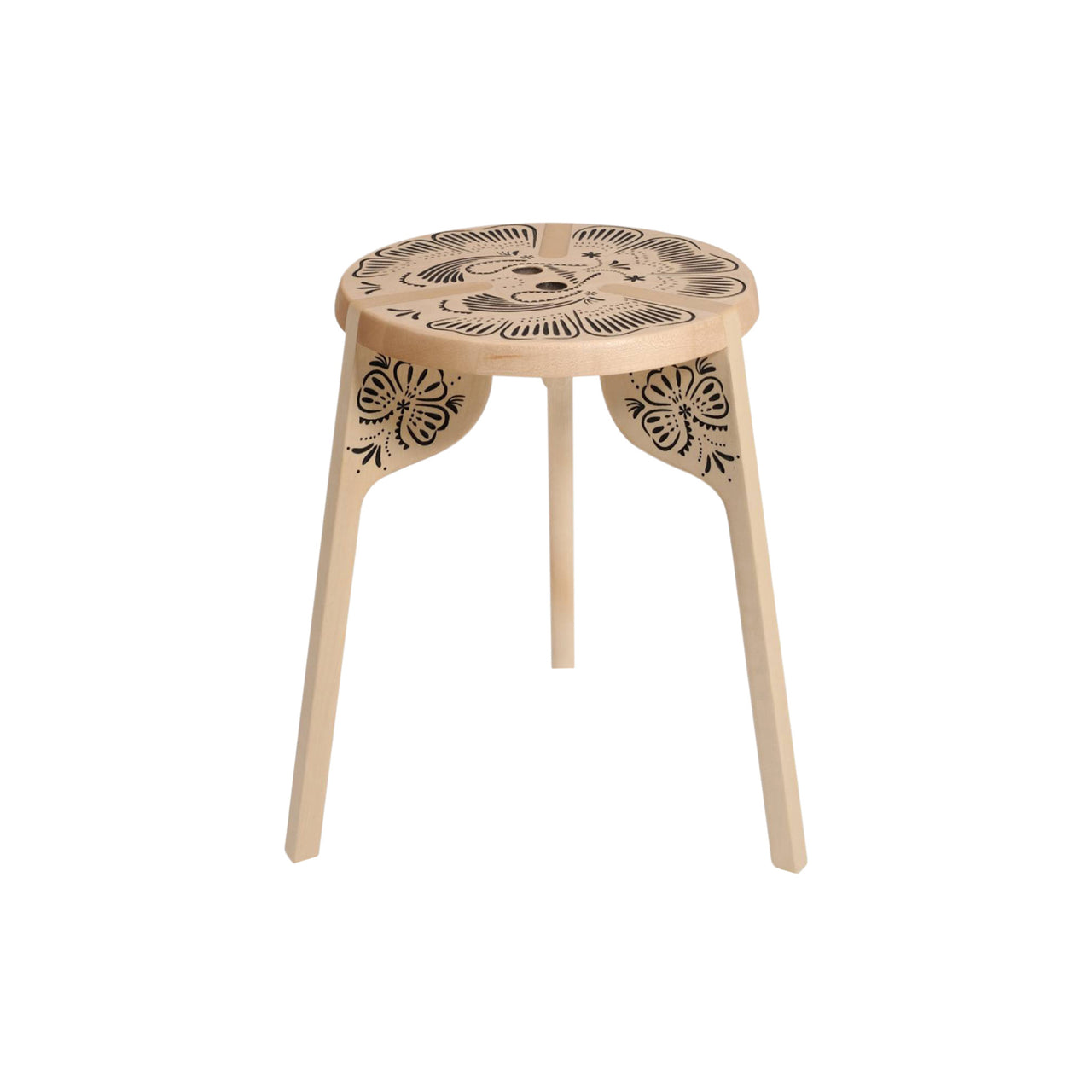 Tattoo Stool: Folk + White Oiled Maple + 3