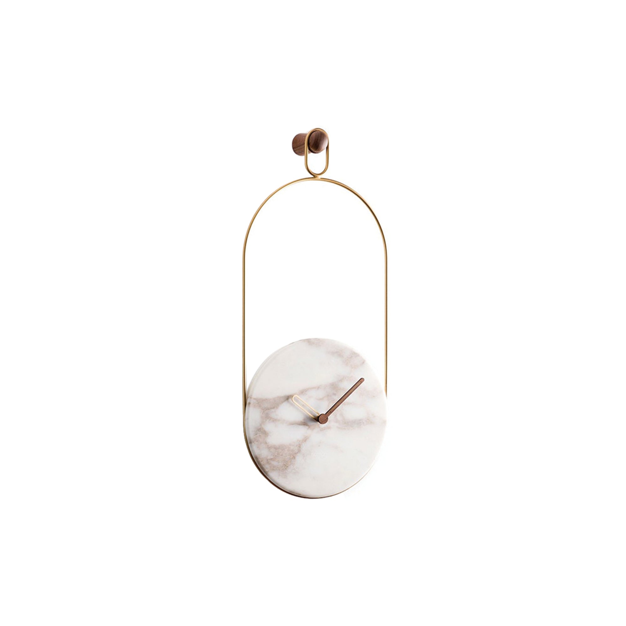 Eslabón Clock: Brass + Calacatta White Marble