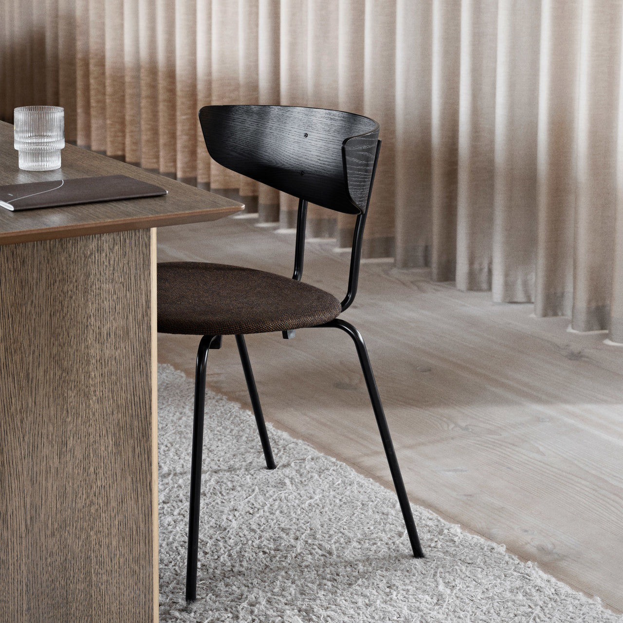 Herman Steel Dining Chair: Seat Upholstered