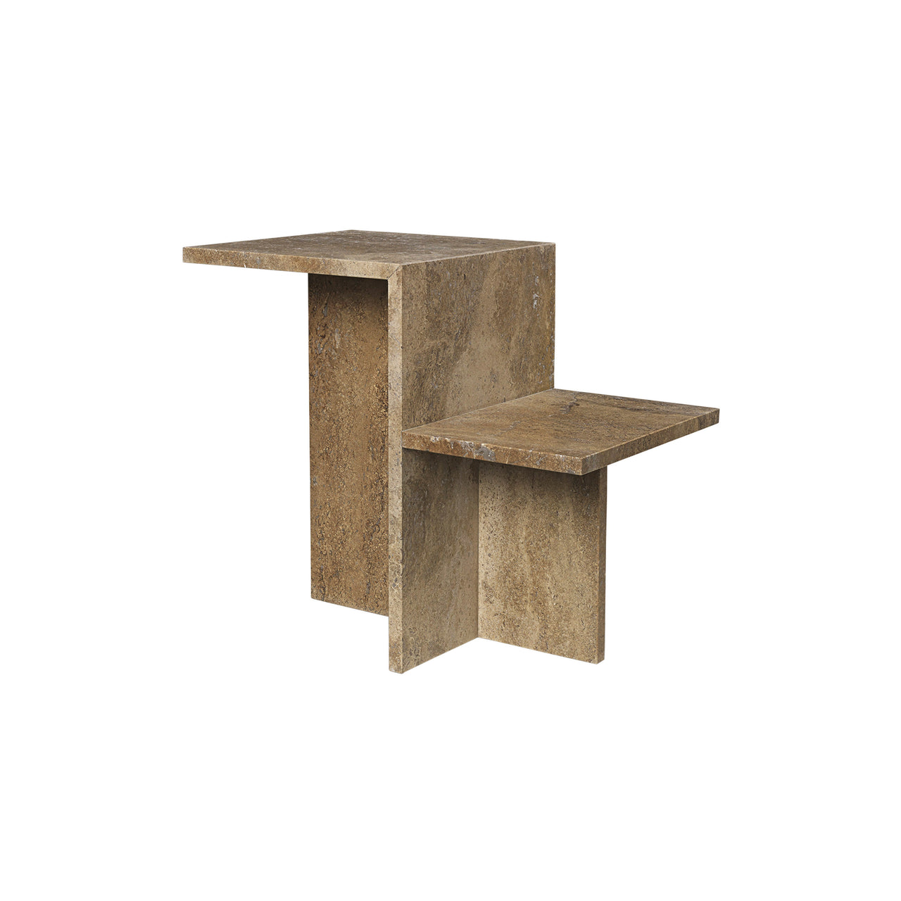 Distinct Side Table: Dark Brown Travertine