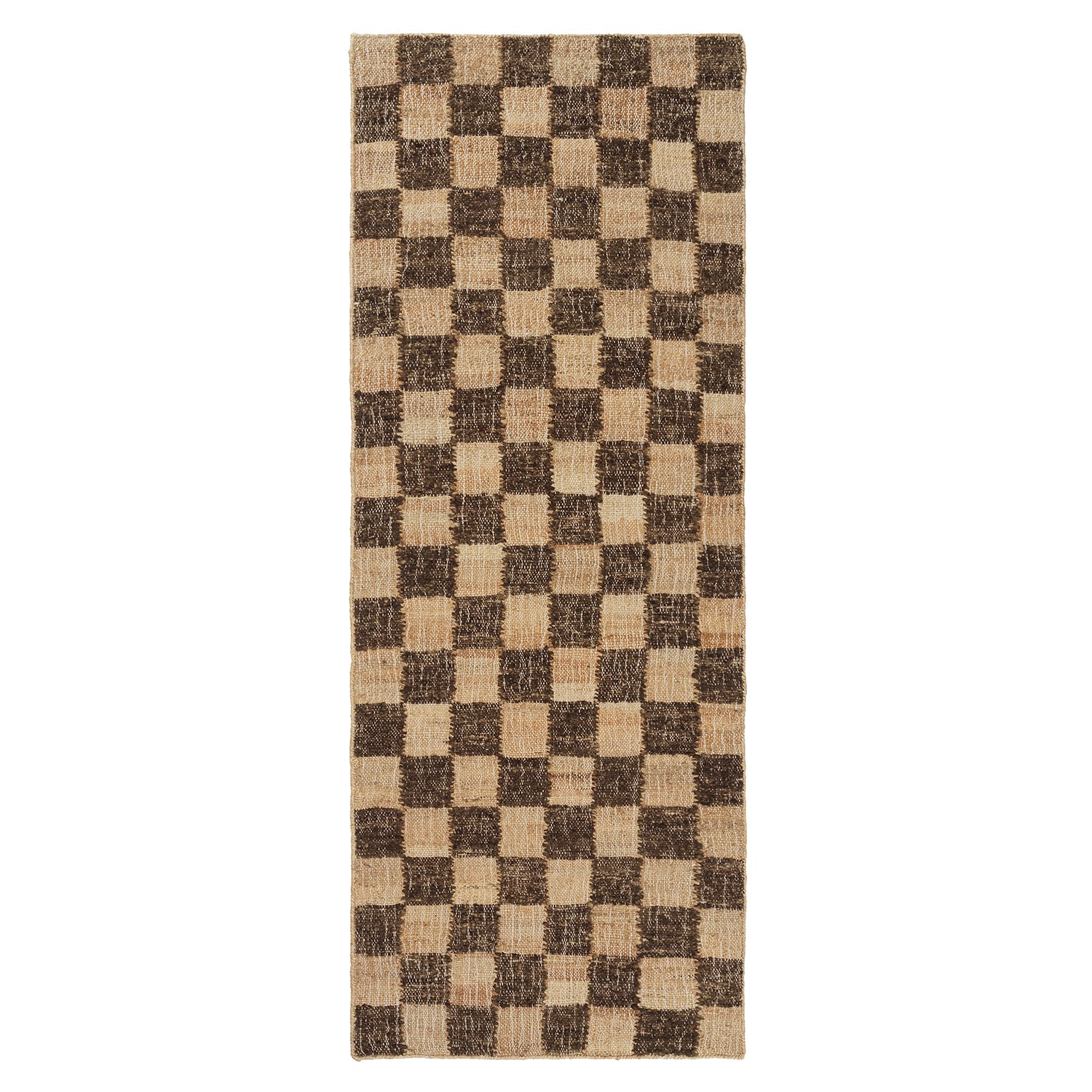 Check Wool Jute Runner: Coffee + Natural