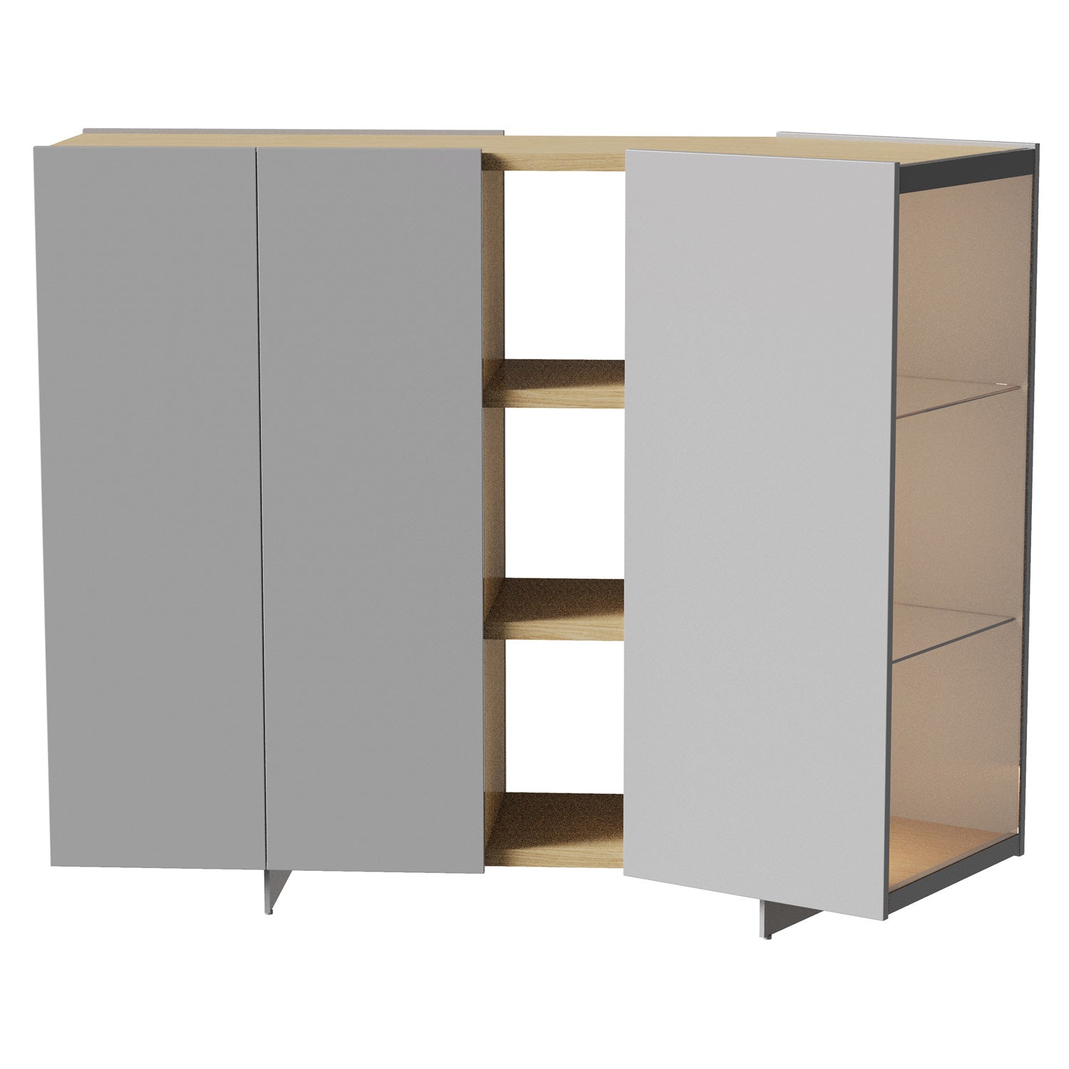 Toscana Firenze Cupboard: Right + Whitened Oak + Warm Grey