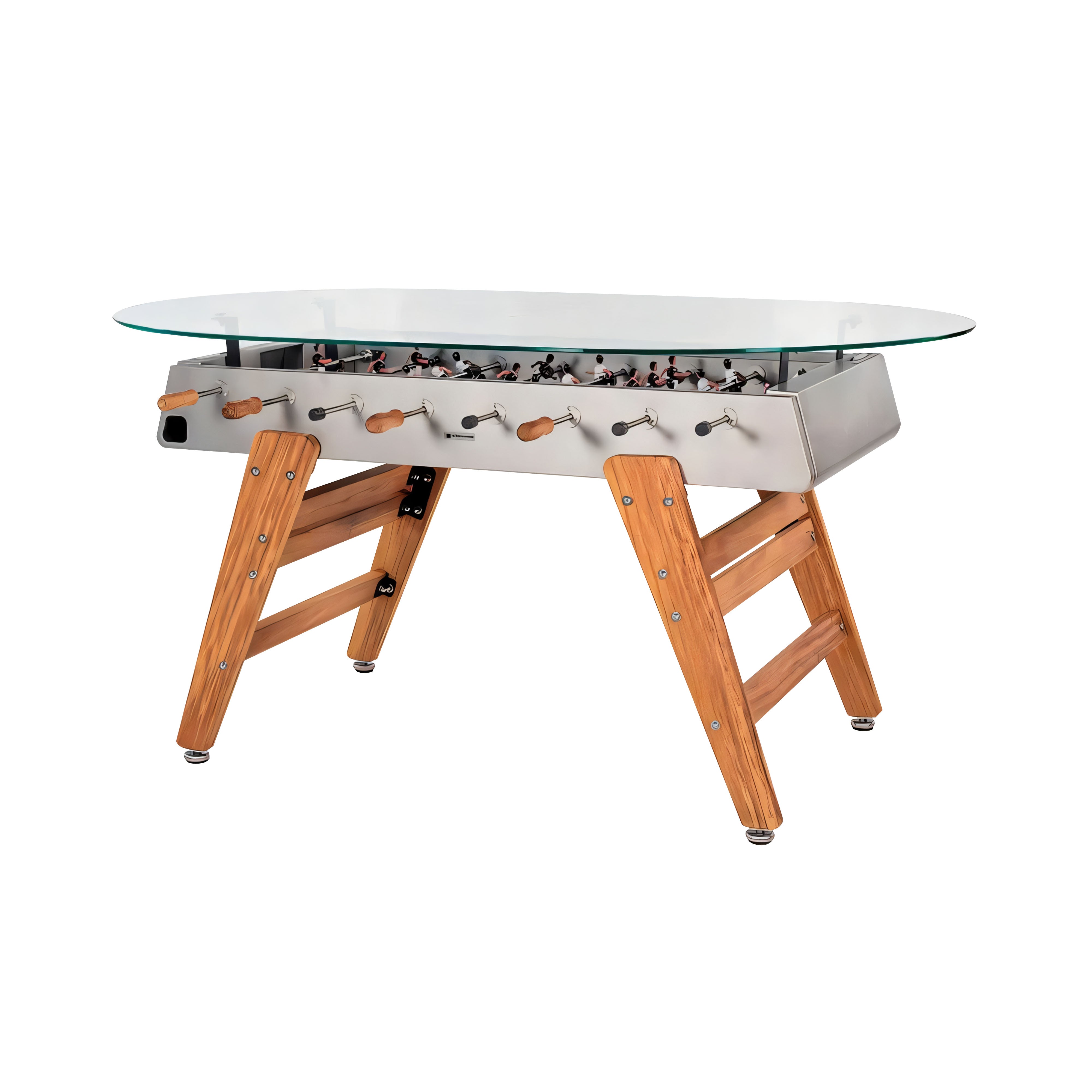 RS3 Wood Dining Football Table: Oval + Inox