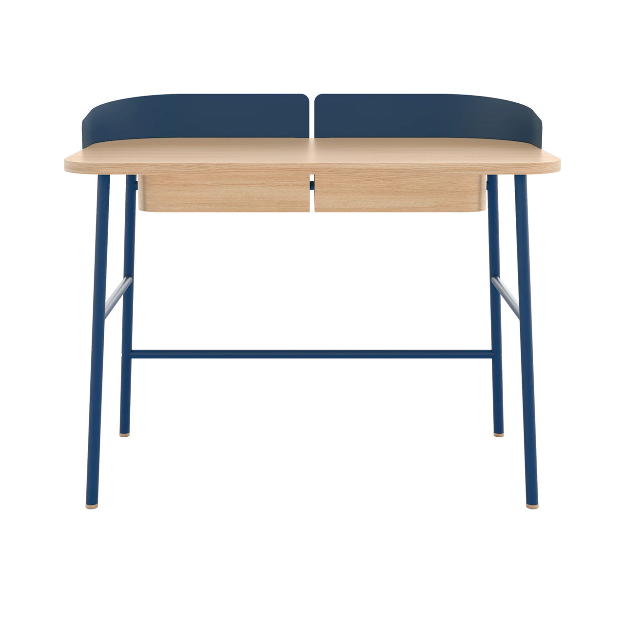 Victor Desk: Natural Oak + Blue