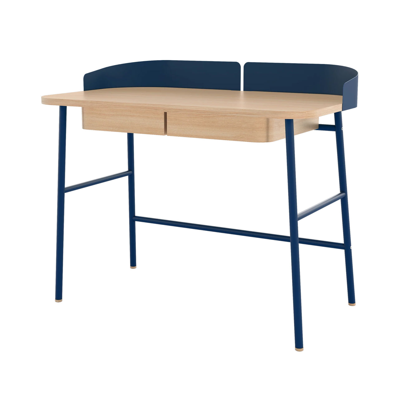 Victor Desk: Natural Oak + Blue