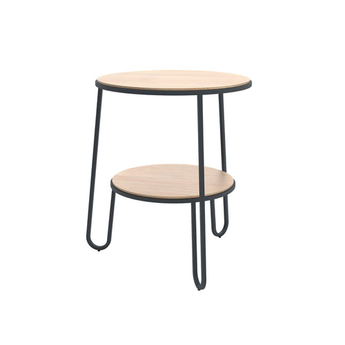 Anatole Side Table: Natural Oak + Slate Grey