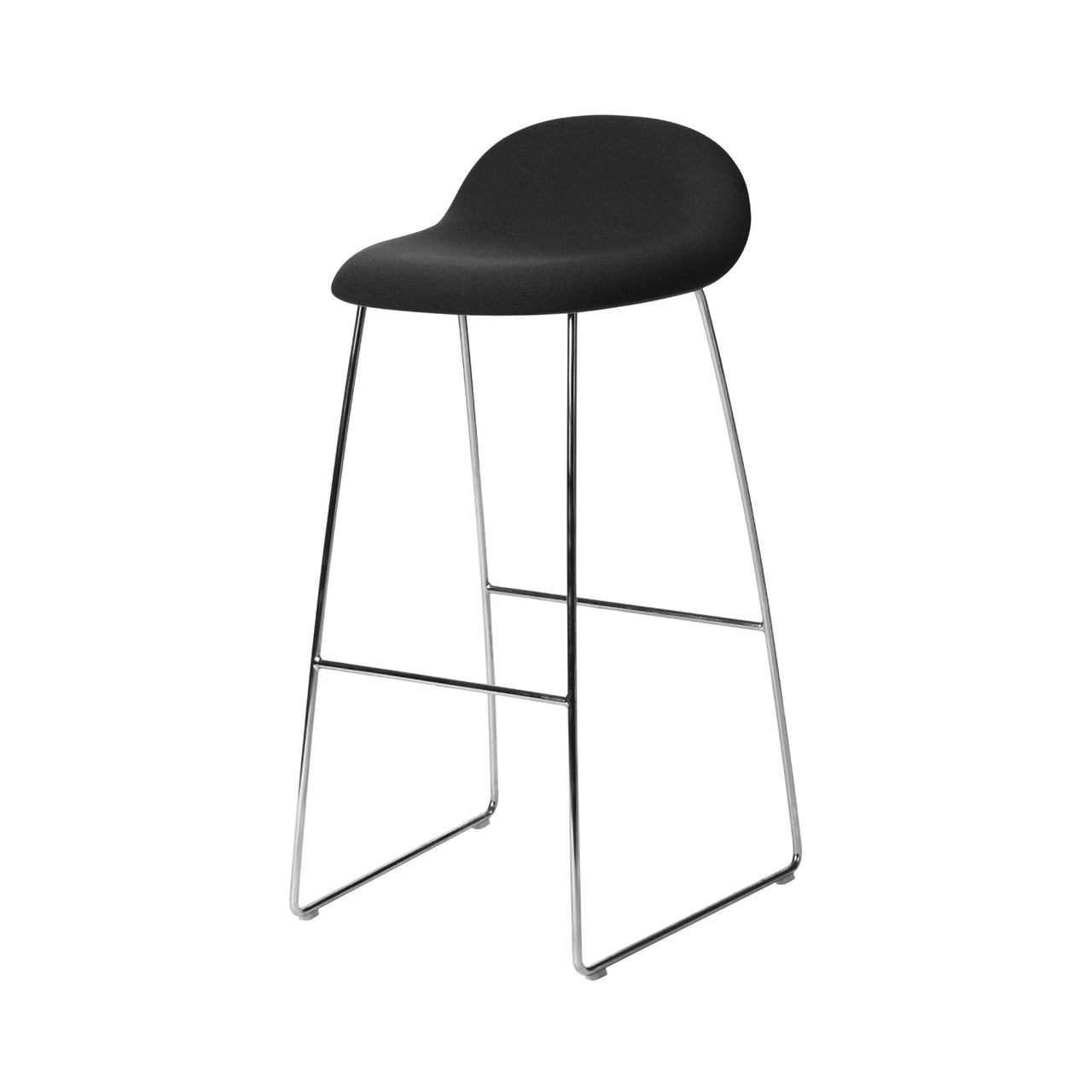 Gubi 3D Counter Stool Sledge Base: Front Upholstered + Plastic Shell + Chrome