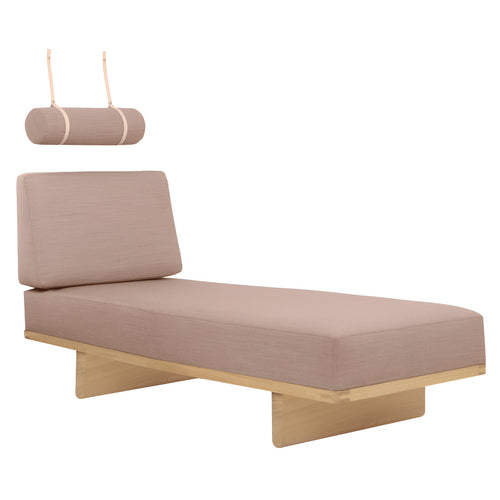BM0865 Daybed: Daybed +Round Cushion + Leather Strap + Back Cushion