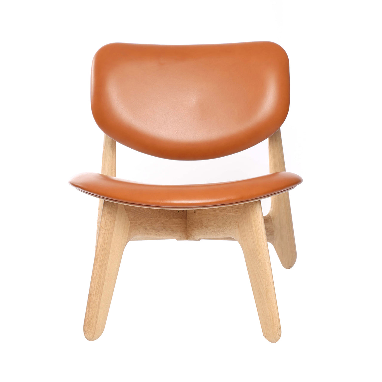 Slab Lounge Chair: Natural Oak + Leather Cognac