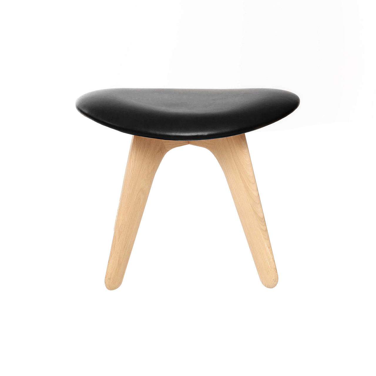 Slab Ottoman: Natural Oak + Leather Black