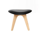 Slab Ottoman: Natural Oak + Leather Black