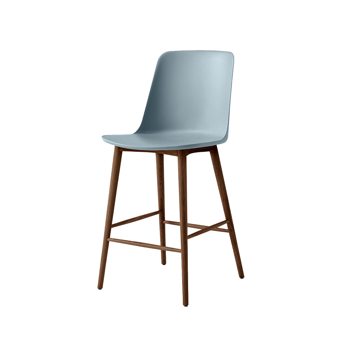 Rely Bar + Counter Highback Stool HW133 + HW128 + Counter (HW128) + Light Blue + Walnut