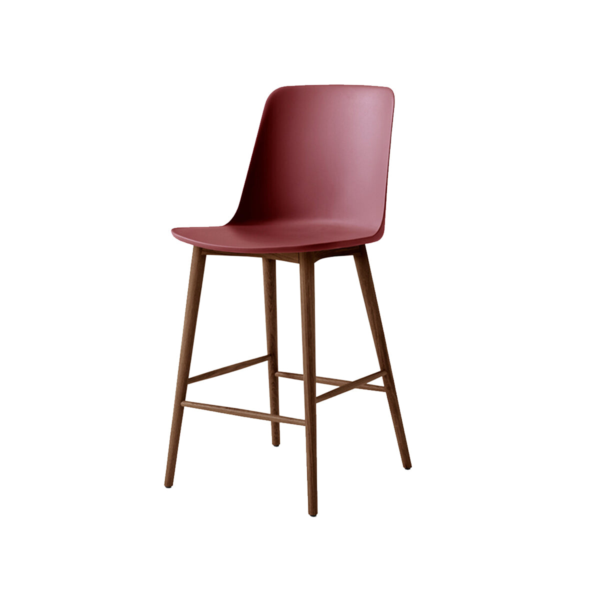 Rely Bar + Counter Highback Stool HW133 + HW128 + Counter (HW128) + Red Brown + Walnut