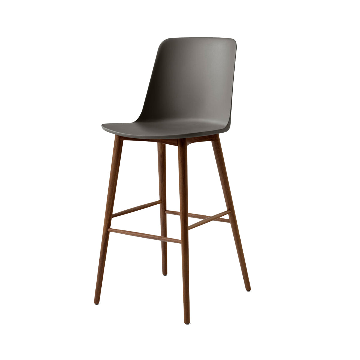 Rely Bar + Counter Highback Stool HW133 + HW128 + Bar (HW133) + Stone Grey + Walnut