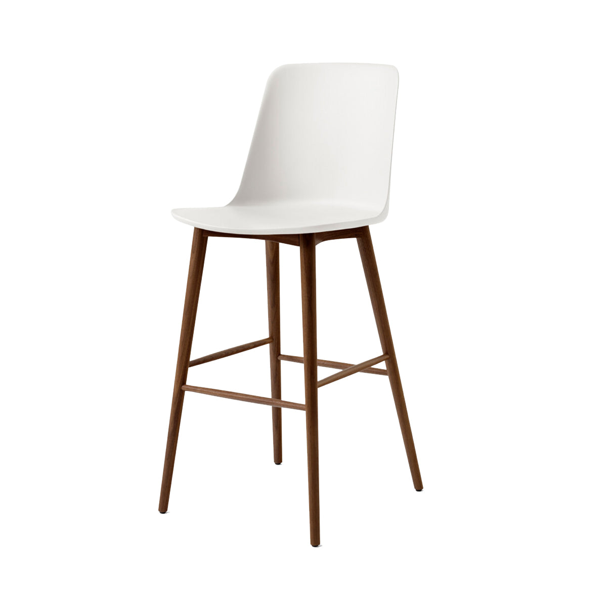 Rely Bar + Counter Highback Stool HW133 + HW128 + Bar (HW133) + White + Walnut