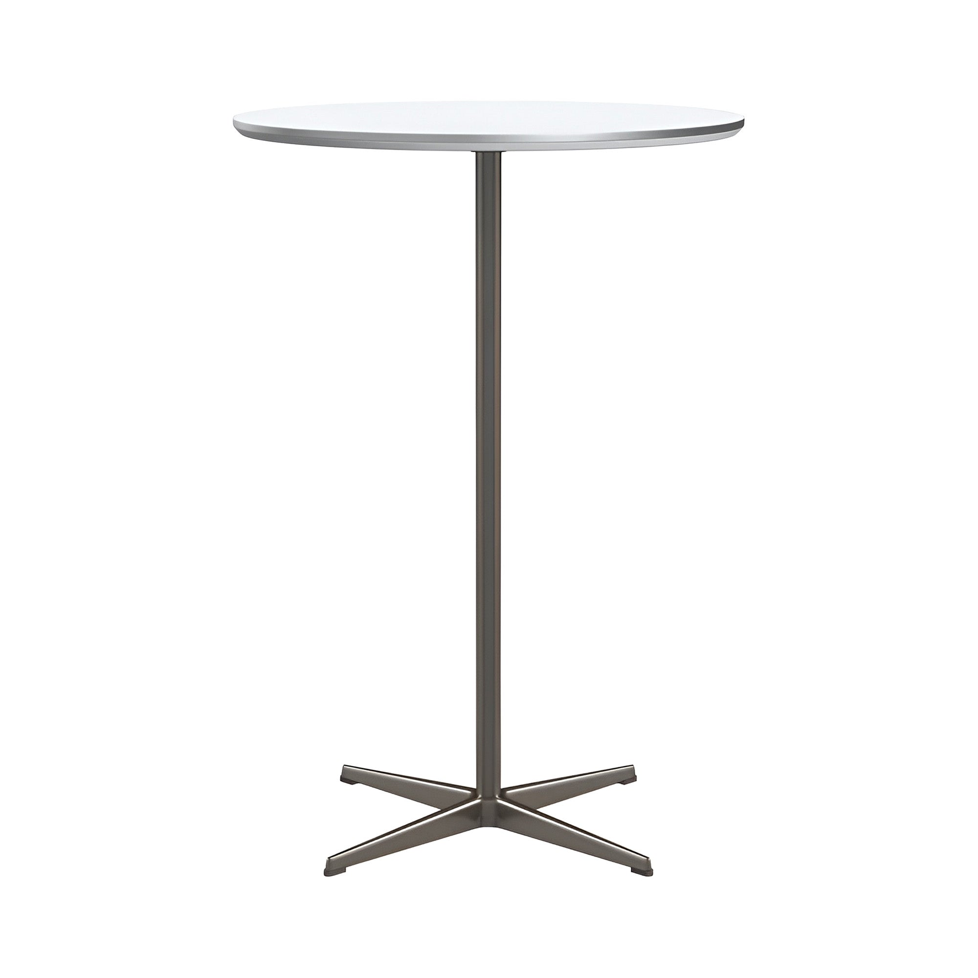 Circular Bar Table: White Laminate + Brown Bronze