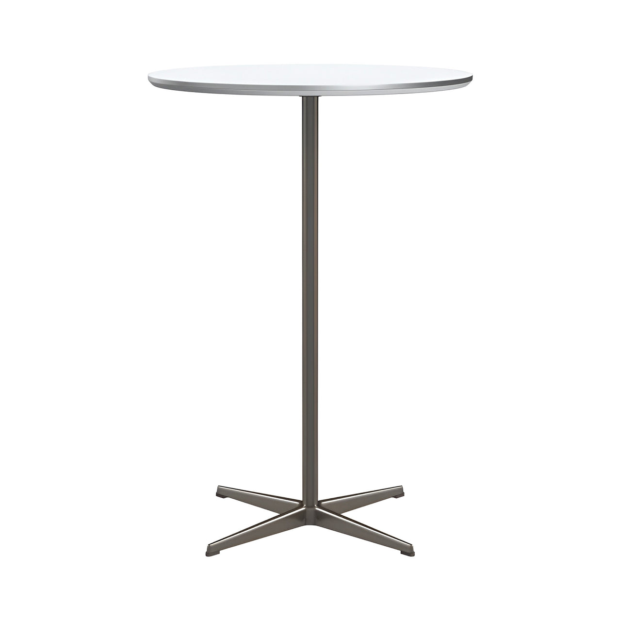 Circular Bar Table: White Laminate + Brown Bronze
