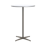Circular Bar Table: White Laminate + Brown Bronze