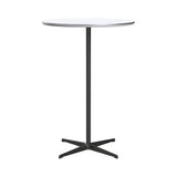 Circular Bar Table: White Laminate + Black