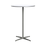 Circular Bar Table: White Laminate + Silver Grey