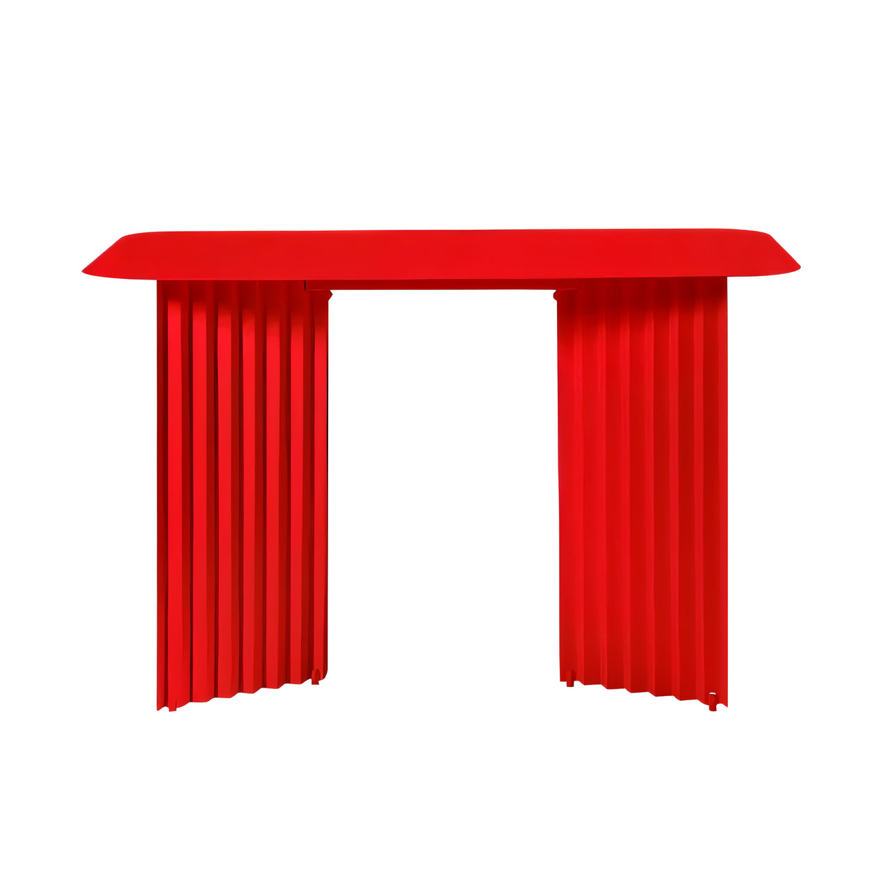 Plec Desk: Steel + Traffic Red
