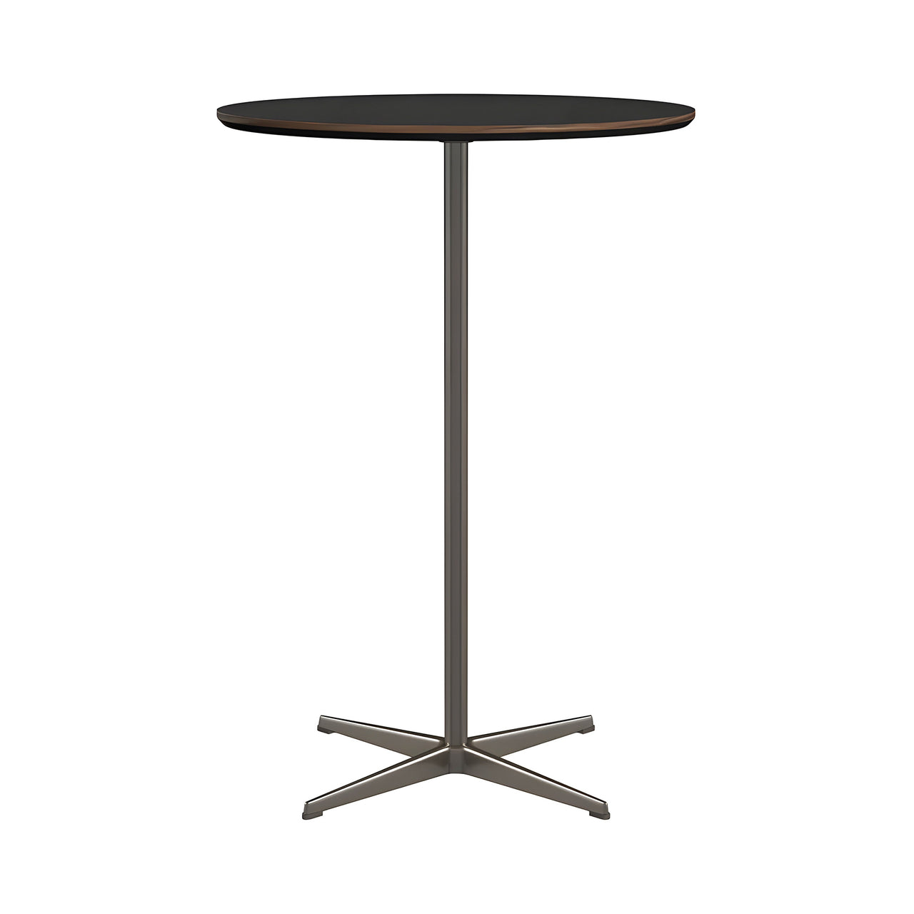 Circular Bar Table: Black Laminate + Brown Bronze